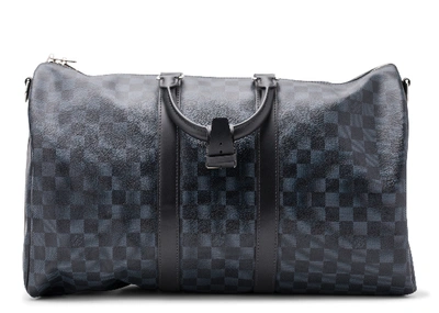 Pre-owned Louis Vuitton Keepall Bandouliere Damier Cobalt 45 Black/cobalt