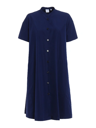 Shop Aspesi Cotton Poplin A Line Dress In Blue