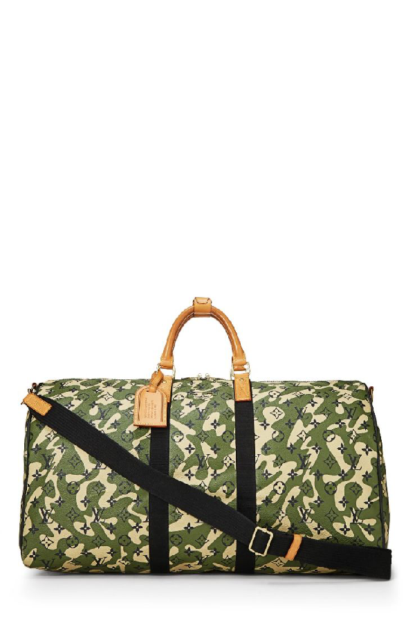 Pre-Owned Louis Vuitton X Takashi Murakami Keepall Bandouliere  Monogramouflage 55 Green | ModeSens