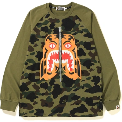 Pre-owned Bape  1st Camo Tiger Ls Tee Green