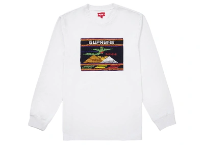 Pre-owned Supreme Needlepoint Patch L/s Top White