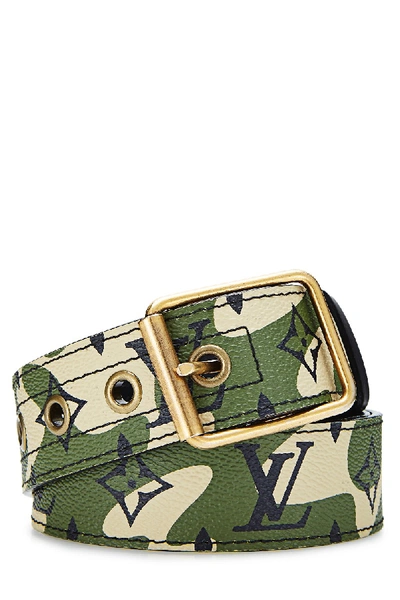 Green Louis Vuitton Takashi Murakami Monogramouflage Belt
