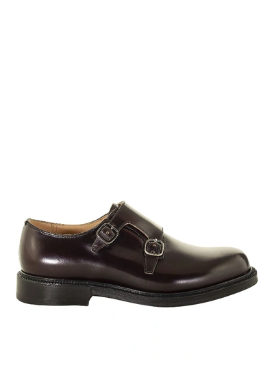 Shop Church's Lambourn Polished Leather Monk Straps In Burgundy