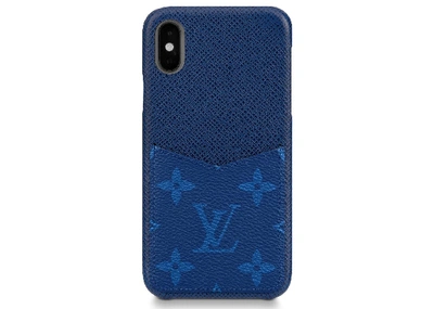 Pre-owned Louis Vuitton  Iphone Case Monogram Pacific Taiga Xs Blue