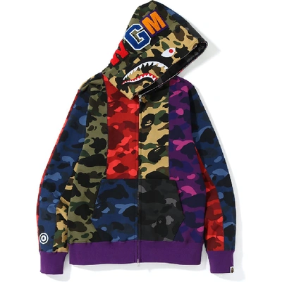 Pre-owned Bape  Mix Camo Crazy Shark Full Zip Hoodie Multi