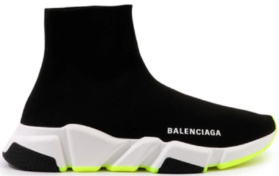Pre-owned Balenciaga Speed Trainer Black White Neon 2019 (women's) In Black/white-neon