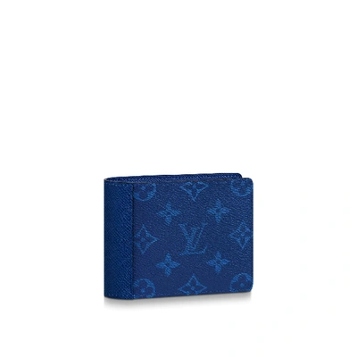 Pre-owned Louis Vuitton Multiple Wallet Monogram Pacific Taiga Blue