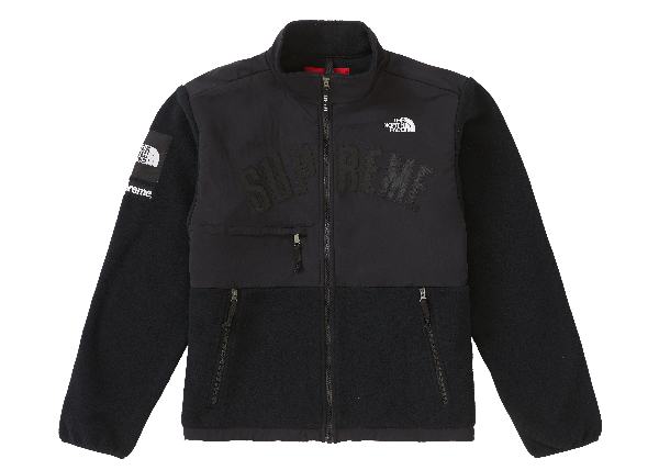 supreme the north face arc logo denali fleece jacket black