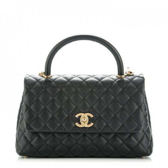 Pre Owned Chanel Coco Handle Flap Quilted Small Black Modesens