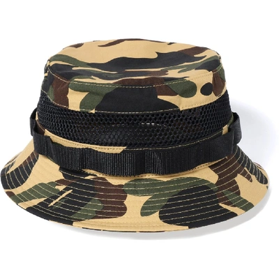 Pre-owned Bape  1st Camo Military Mesh Hat Yellow