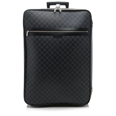 Pre-owned Louis Vuitton Suitcase Pegase Damier Graphite 65 In Black