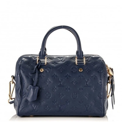 Pre-owned Louis Vuitton Speedy Bandouliere Monogram Empreinte 25 Celeste