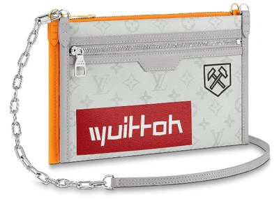 Pre-owned Louis Vuitton Double Flat Messenger Monogram Logo Story White/orange