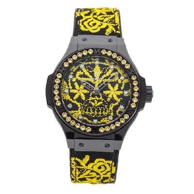 Pre-owned Hublot  Big Bang Broderie Sugar Skull Fluo Sunflower Limited Edition 343.cy.6590.nr.1211 In Ceramic