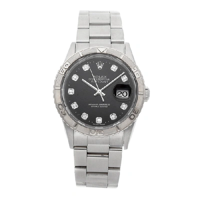 Shop Rolex Datejust Turn-o-graph Diamond Dial 16264 In Stainless Steel