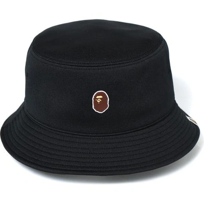 Pre-owned Bape Ape Head One Point Bucket Hat Hat Black