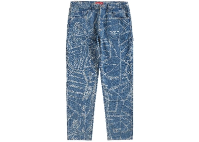 Pre-owned Supreme Gonz Map Denim Painter Pant Washed Blue | ModeSens