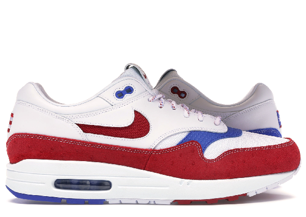 red white and blue air max 1