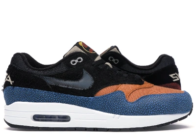 Pre-owned Nike Air Max 1 Swipa In Black/black-cinder Orange-photo Blue-moon  Particle-desert Ore | ModeSens