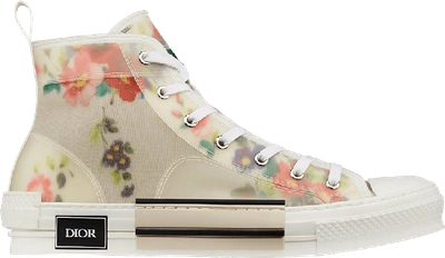 Pre-owned Dior  B23 High Top Flowers Oblique In Oblique/multicolor