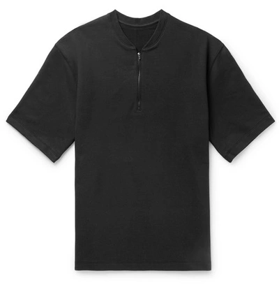 Pre-owned Fear Of God Short Sleeve Half Zip Henley T-shirt Black