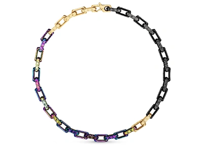 Pre-owned Louis Vuitton Chain Necklace Engraved Monogram Colors Black/gold/multicolor