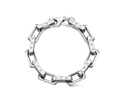 Pre-owned Louis Vuitton  Chain Bracelet Engraved Monogram Silver