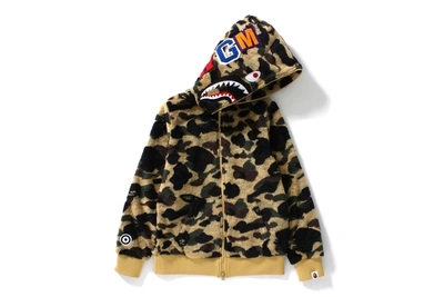 Pre-owned Bape  Ladies 1st Camo Boa Shark Hoodie Yellow