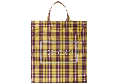 Shop Gucci Tote Check Medium Yellow Multicolor