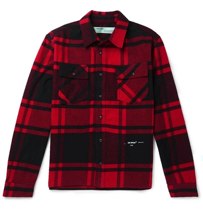 Pre-owned Off-white  Embellished Checkered Flannel Shirt Black/red/white