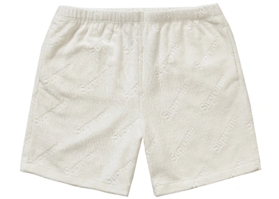 Pre-owned Supreme  Terry Jacquard Logo Short White