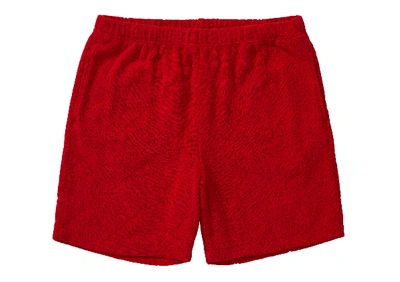 Pre-owned Supreme  Terry Jacquard Logo Short Red