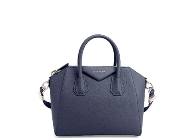 Givenchy Blue Sugar Goatskin Leather Mini Antigona Bag