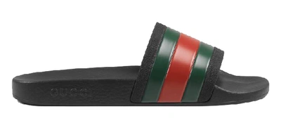 Pre-owned Gucci  Rubber Slides Red Green In Black