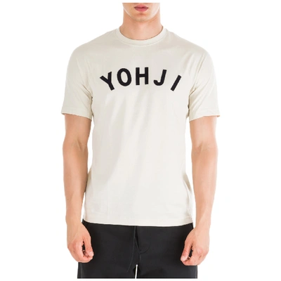 Shop Y-3 Men's Short Sleeve T-shirt Crew Neckline Jumper Yohji Letters In White