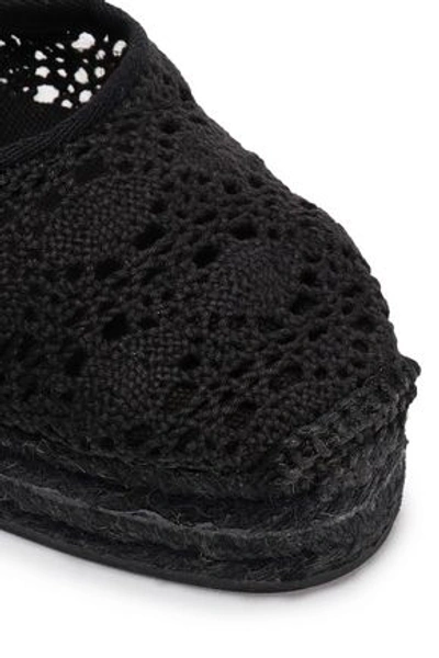 Shop Castaã±er Carina 80 Crocheted Cotton Wedge Espadrilles In Black