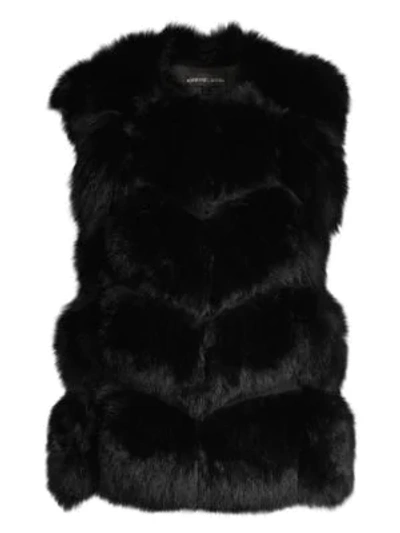 Shop Adrienne Landau Let Out Fox Fur Vest In Black