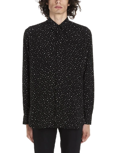 Shop Saint Laurent Classic Polka Dots Shirt In Black