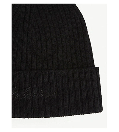 Shop Balmain Signature Cashmere And Wool-blend Beanie In Black