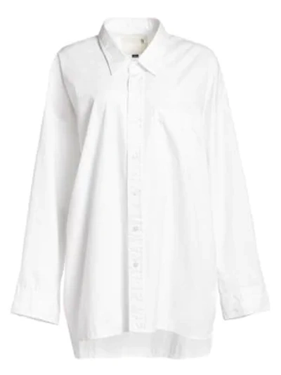 Shop R13 Drop Neck Oxford Shirt In White