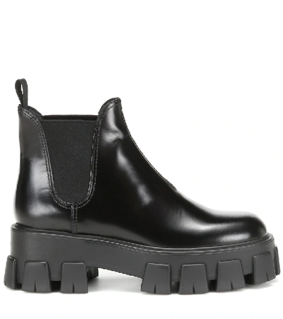 PRADA MONOLITH LEATHER ANKLE BOOTS P00412460