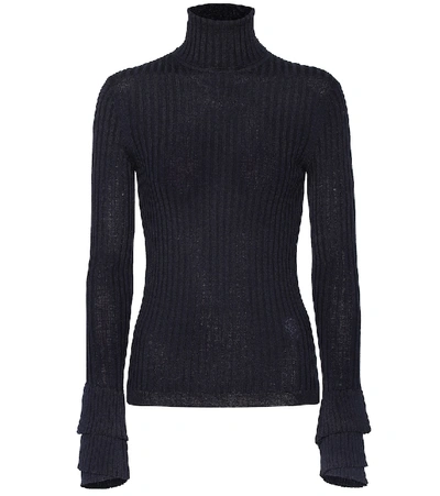 Shop Chloé Wool Turtleneck Sweater In Blue