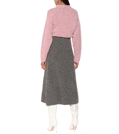 Shop Joseph Wool Midi Skirt In Grey