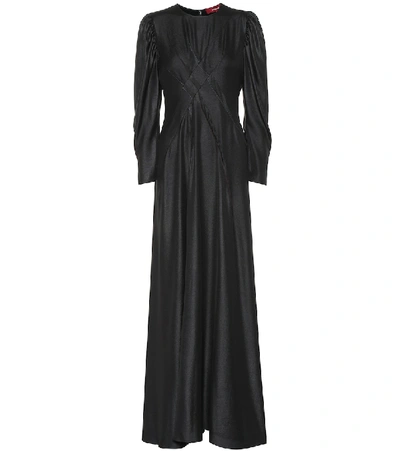 Shop Sies Marjan Virginia Hammered Satin Maxi Dress In Black