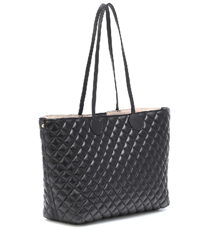 Shop Balmain Logo Quilted Leather Tote In Black