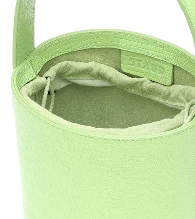 Shop Staud Bissett Leather Bucket Bag In Green