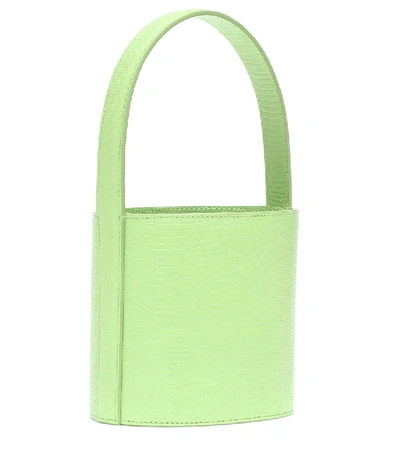 Shop Staud Bissett Leather Bucket Bag In Green