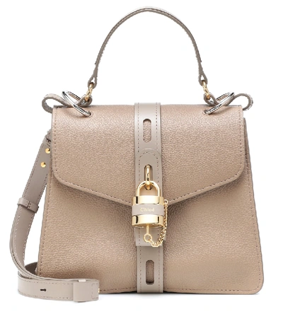 Shop Chloé Aby Day Medium Leather Shoulder Bag In Grey