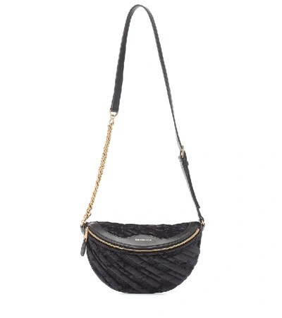 Shop Balenciaga Souvenirs Xxs Velvet Belt Bag In Black