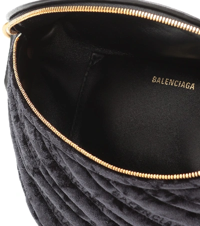 Shop Balenciaga Souvenirs Xxs Velvet Belt Bag In Black